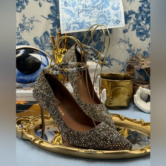 🆕 KURT GEIGER LONDON 🧿 NWOB Embellished Belgravia Jewel Pumps, Beige Combo Sz7 - Picture 4 of 15